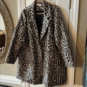 Chic Leopard Print Teddy Jacket